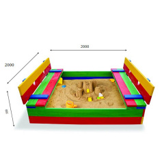 Детская песочница SportBaby №30 деревянная 200х200 см с лавочками-крышкой цветная Иршава