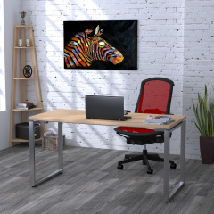 Письменный стол Loft-design Q-160 светлый дуб-борас на металлических ножках хром прямой Ахтырка