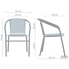 Садовий стілець-крісло AMF Taco чорний-каркас сидіння-сірий меланж для вуличного кафе і саду Київ