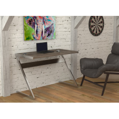 Стіл компьютерний N-110 Loft-design 110х55 см лдсп горіх-модена на металевих ніжках сріблястого кольору Городок