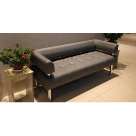 Диван-офис Тонус Sentenzo 160х60 см с подлокотниками кожзам серого цвета