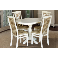 Круглий розсувний ховальный дерев'яний стіл Чумак 2 білий слонова кістка Житомир