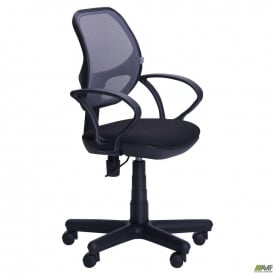 Офисное кресло Чат АМФ-4 сиденье черное спинка сетка серая