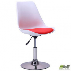 Барный стул Aster опора chrome пластик сидение белое с мягкой подушкой красной регулируемый