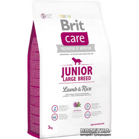 Сухий корм для цуценят і молодих собак великих порід Brit Care Junior Large Breed Lamb&Rice 3 кг
