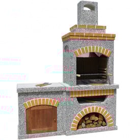 Камин печь барбекю Манчестер со столом и дверцей