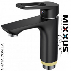 Змішувач для умивальника на гайці Mixxus Nevada Black Chr-001