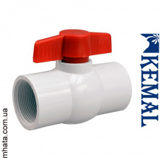 Кран 3/4" шаровый, белый пластик (резьба внутренняя) Kemal K7501