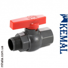 Кран 3/4 шаровый, пластиковый (резьба внутренняя/наружная) Kemal K7511