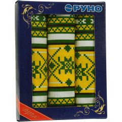 Набор кухонных полотенец Руно в подарочной упаковке Орнамент зеленый 35х70 см 3 шт Чернигов