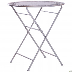 Уличный круглый стол AMF Мерибель металлический винтаж серый раскладной Ровно