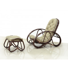 Кресло с пуфиком CRUZO Set натуральный ротанг ореховый kr0007 Мукачево