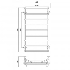Электрический полотенцесушитель KOSSER Канна 900x500/9 EL ДК03EL Рівне