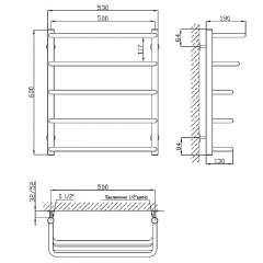 Водяной полотенцесушитель KOSSER Каскад Скоба 600x530/5 ДКС03 Київ