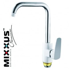 Смеситель для кухни Ухо на гайке MIXXUS Missouri White белый Chr-014 Акимовка