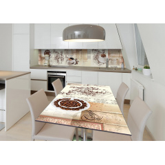 Наклейка 3Д вінілова на стіл Zatarga «Кавове листування» 600х1200 мм для будинків, квартир, столів, кав'ярень, Тернопіль