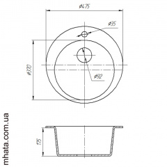 Кухонная гранитная мойка Адамант Sun 510x200 Ахтырка
