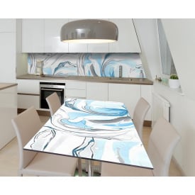 Наклейка 3Д виниловая на стол Zatarga «Бирюзовые волны» 600х1200 мм для домов, квартир, столов, кофейн, кафе