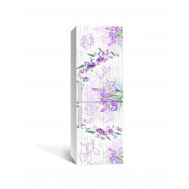 Наклейка на холодильник Zatarga «Пурпурные первоцветы» 650х2000 мм виниловая 3Д наклейка декор на кухню