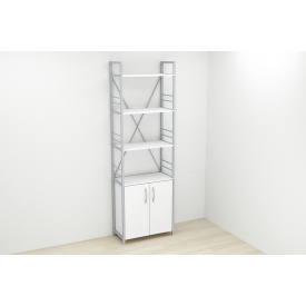 Этажерка 4/60 Ferrum-decor Серии Конект с тумбой 179x60x28 Серый ДСП Белое (FD1077)