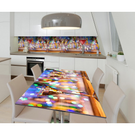 Наклейка 3Д виниловая на стол Zatarga «Новогодний мартини» 650х1200 мм для домов, квартир, столов, кофейн,