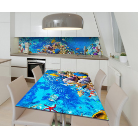 Наклейка 3Д виниловая на стол Zatarga «Жители океанов» 600х1200 мм для домов, квартир, столов, кофейн, кафе