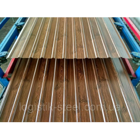 Профнастил Т-8 ПС-8 ПС 10 под дерево темное дерево