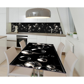 Наклейка 3Д виниловая на стол Zatarga «Чёрные пузыри» 600х1200 мм для домов, квартир, столов, кофейн, кафе