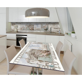 Наклейка 3Д вінілова на стіл Zatarga «Фільм про Венецію» 650х1200 мм для будинків, квартир, столів, кав'ярень.