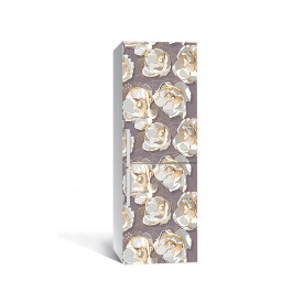 Наклейка на холодильник Zatarga «Квіти сірої сепії» 650х2000 мм вінілова 3Д наклейка декор на кухню