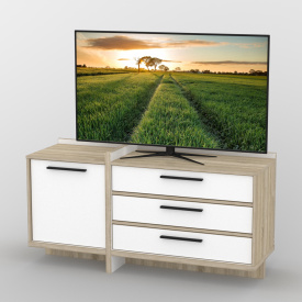 Тумба под телевизор Тиса Мебель ТВ-301 Дуб сонмоа Белый