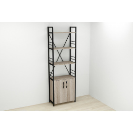 Этажерка 4/60 Ferrum-decor Серии Конект с тумбой 179x60x28 Черный ДСП Сонома Трюфель (FD1067)