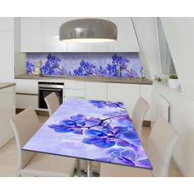 Наклейка 3Д виниловая на стол Zatarga «Орхидея электрик» 650х1200 мм для домов, квартир, столов, кофейн, кафе