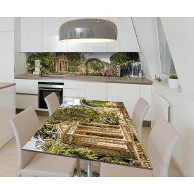 Наклейка 3Д виниловая на стол Zatarga «Тайна старого моста» 600х1200 мм для домов, квартир, столов, кофейн,