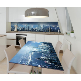 Наклейка 3Д вінілова на стіл Zatarga «Фантазії мегаполісу» 600х1200 мм для будинків, квартир, столів, кав'ярень,