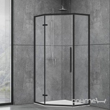 Пентагональна душова кабіна Dusel DL197HB Black Matt 100х100х190 профіль чорний матовий / скло прозоре