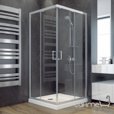 Душова кабіна квадратна для дрібного піддону Besco Modern 90x90x185 скло матове морозне