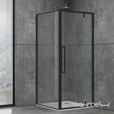 Душова кабіна Dusel DL198B + DL196B Black Matt 100x100x190 профіль чорний / скло прозоре