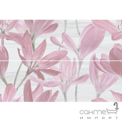 Плитка настінна декор Kerama Marazzi Сади Форбурі Крокус рожевий обрізний панно 2-елементне 13012RAB3F Дніпро