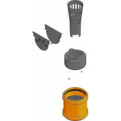 Комплект аксесуарів2 заглушки глухі (2шт ) корзина для крупного сміття вертик випуск (адаптер DN70/100) гідрозатвор Київ