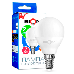 Світлодіодна лампа BIOM BT-565 G45 7W E14 3000K Куля Кропивницький