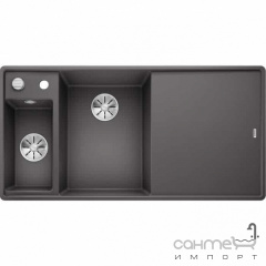Кухонная мойка на полторы чаши с сушкой+доска ясень Blanco Axia III 6 S-F Silgranit PuraDur 524664 левая темная скала Львів