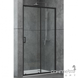 Душові двері в нішу Dusel EF185B Black Matt 110x190 профіль чорний / прозоре скло