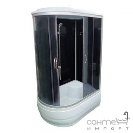 Душовий бокс правобічний Atlantis AKL 120P GR ECO R профіль сатин задні стінки чорні двері тоновані графіт