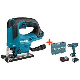 Фото - Аккумуляторный лобзик Makita JV103DZ + акк шуруповерт HP333DWYE + 2 акб 12 V 1.5 Ah + з/у + кейс (JV103SET4) Аккумуляторный лобзик Makita JV103DZ + акк шуруповерт HP333DWYE + 2 акб 12 V 1.5 Ah + з/у + кейс (JV103SET4)