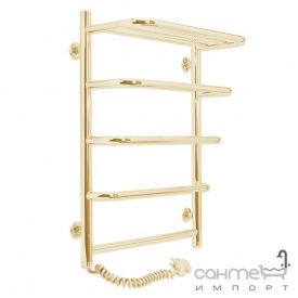 Полированный полотенцесушитель Laris Стандарт с полкой П5 500х600 золото подключение справа
