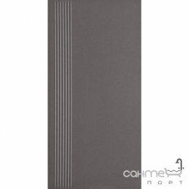 Плитка напольная ступень с прорезями Paradyz Doblo Grafit Stopnica Prosta Mat. 29,8X59,8