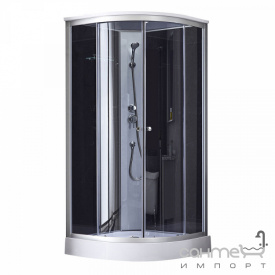 Душевой бокс Lidz Tani SB90x90.SAT.LOW.GR профиль сатин, стекла тонированные, задние стенки черное стекло