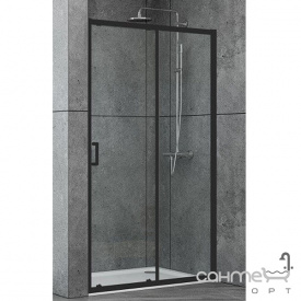 Душові двері в нішу Dusel EF185B Black Matt 120x190 профіль чорний / прозоре скло