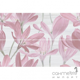 Плитка настінна декор Kerama Marazzi Сади Форбурі Крокус рожевий обрізний панно 2-елементне 13012RAB3F
